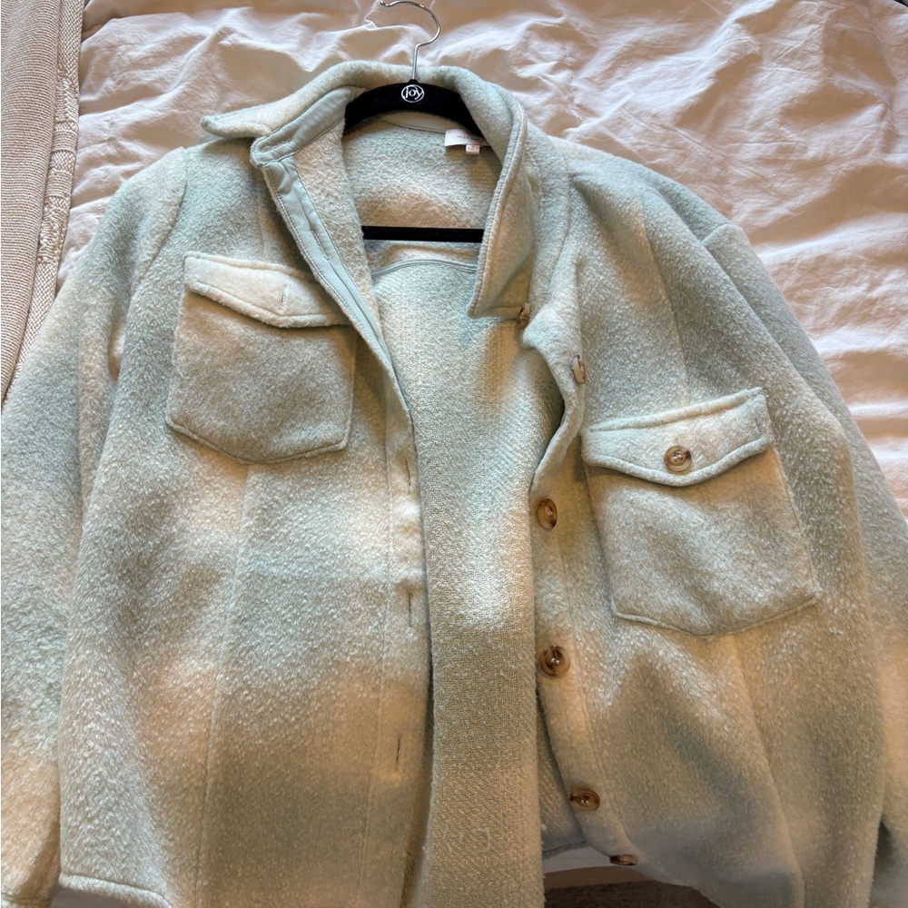 REVOLVE Blue and Green Teddy Jacket Soft Plush Style